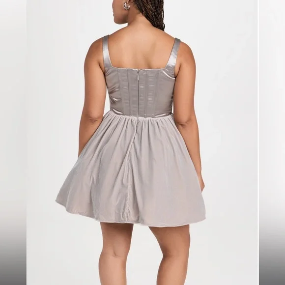 STAUD Landscape Dress corset dress silver tulle dress size 14 large - Picture 6 of 16